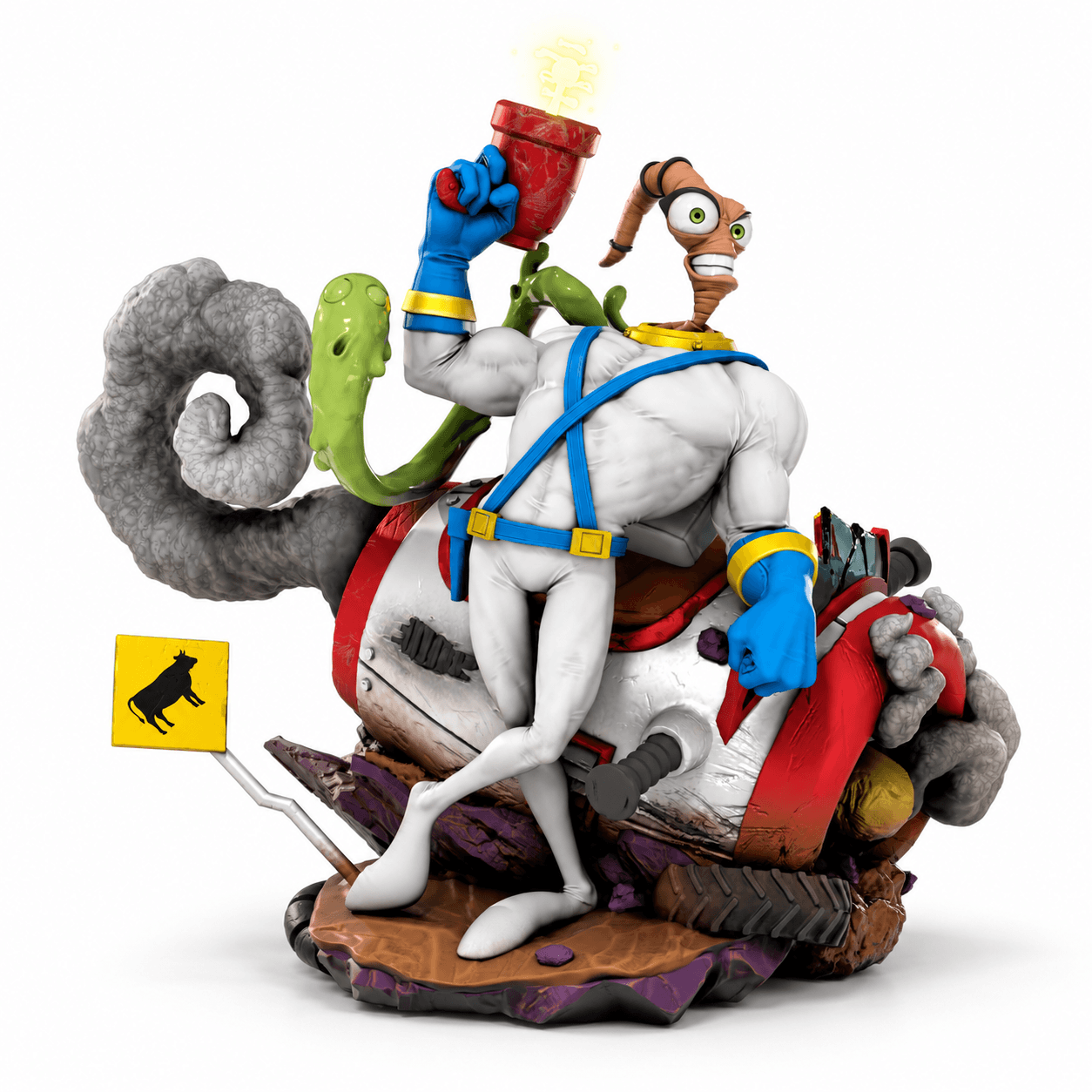 فیگور کلکسیونی ارت‌ورم جیم سوار بر پاکت راکت ۳۰ سانتی‌متری | Earthworm Jim