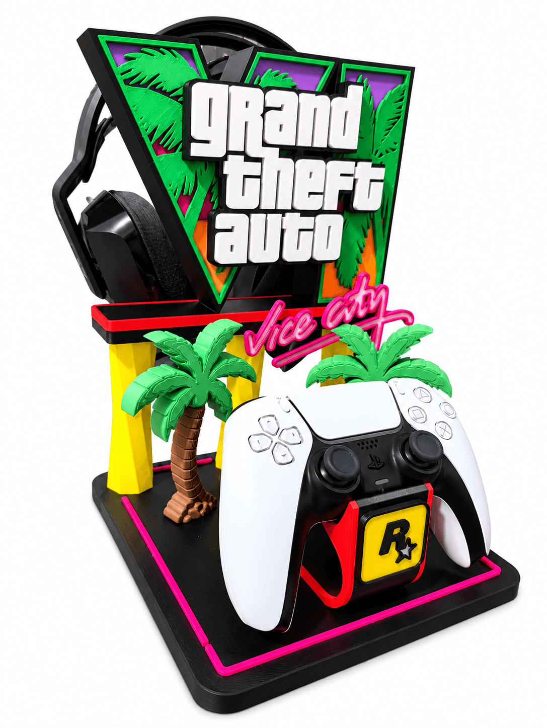 استند دسته بازی و هدست PS5 و Xbox طرح GTA 6 مدل Vice City