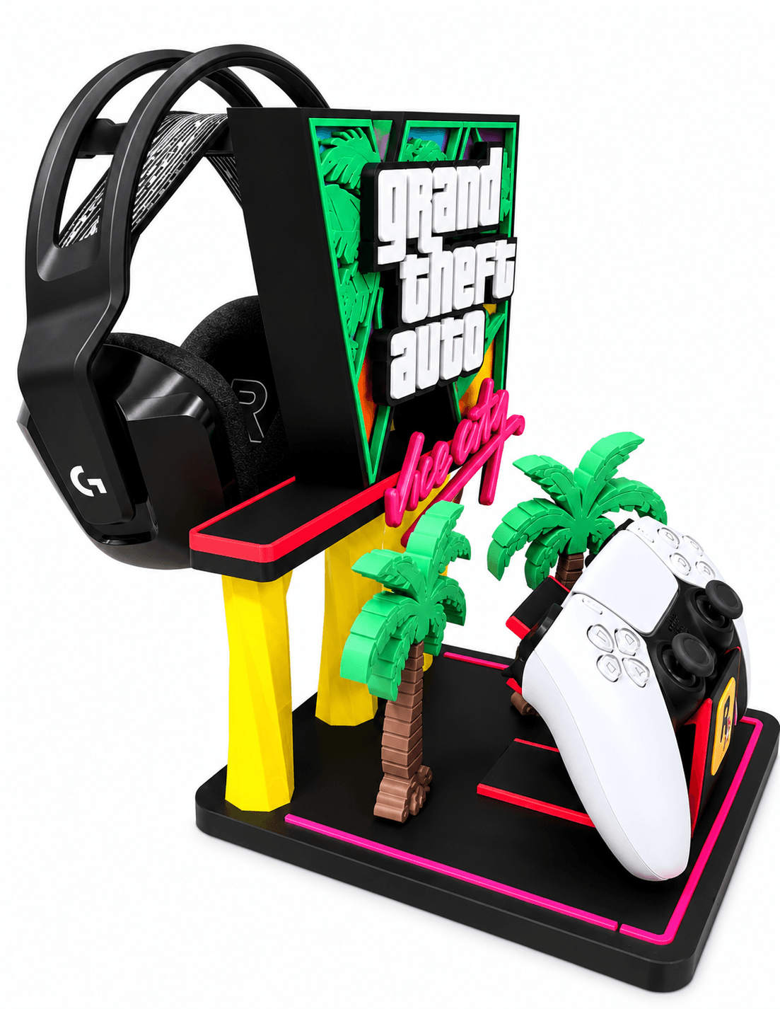 استند دسته بازی و هدست PS5 و Xbox طرح GTA 6 مدل Vice City