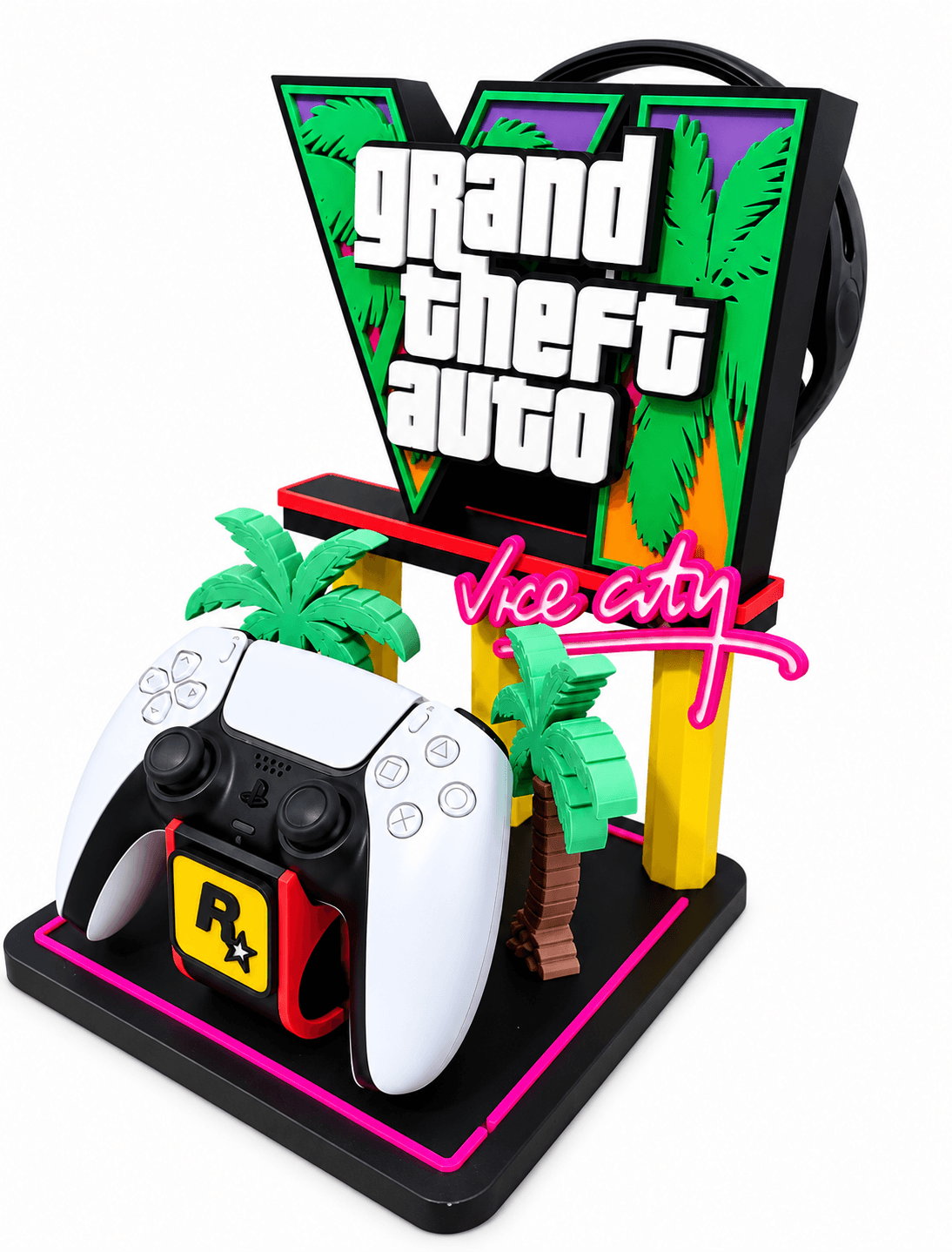 استند دسته بازی و هدست PS5 و Xbox طرح GTA 6 مدل Vice City